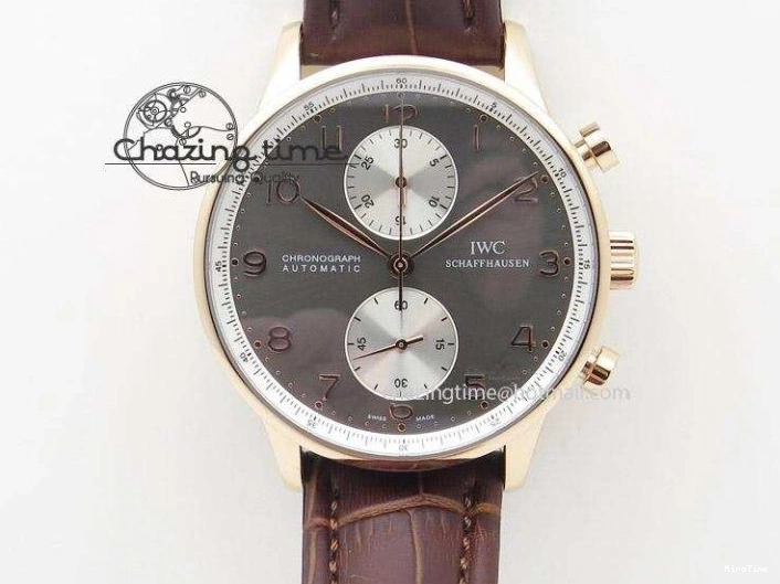 MIROTIME 0501 Portuguese Tourbillon IW5463 RG ZF Best Edition White Dial on Brown Leather Strap Stylish 7174